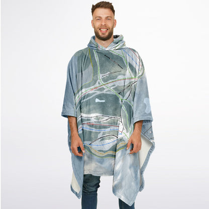 Otsego, Michigan Ski Resort Map Flannel Blanket Poncho