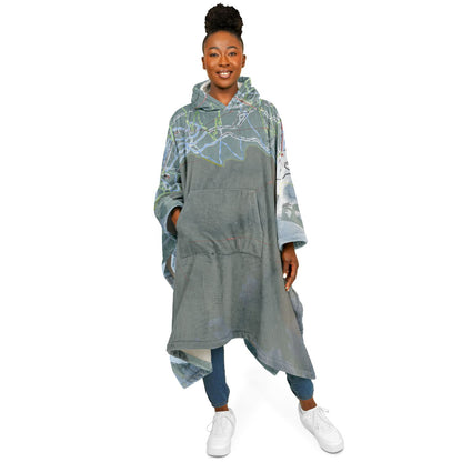 Revelstoke, British Columbia Ski Resort Map Flannel Blanket Poncho