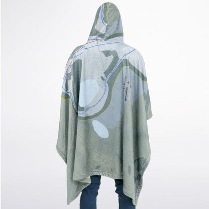 Maple Ski Ridge, New York Ski Resort Map Flannel Blanket Poncho