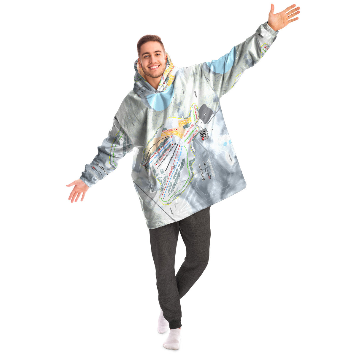 Bottineau, North Dakota Ski Trail Map Snug Hoodie