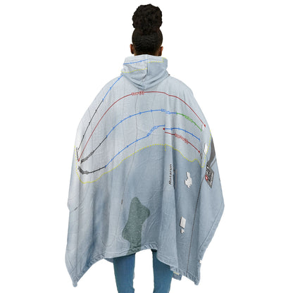 Rotarun, Idaho Ski Resort Map Flannel Blanket Poncho