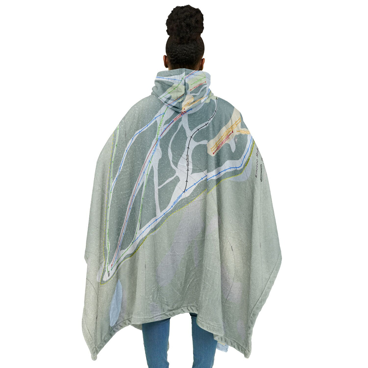 Kinosoo Ridge, Alberta Ski Resort Map Flannel Blanket Poncho