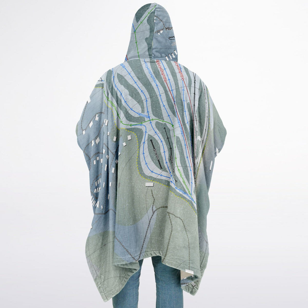 Mont Habitant, Quebec Ski Resort Map Flannel Blanket Poncho