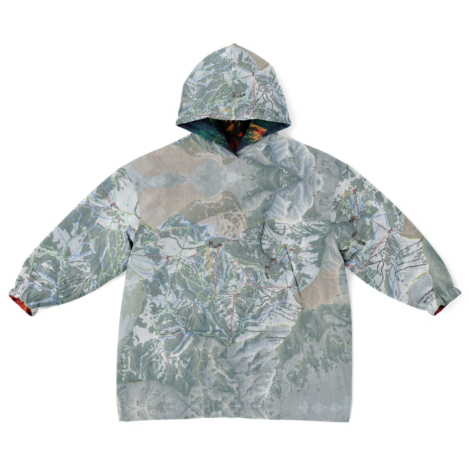 Powder Mountain, Utah Ski Resort Map Youth Reversible Snug Hoodie