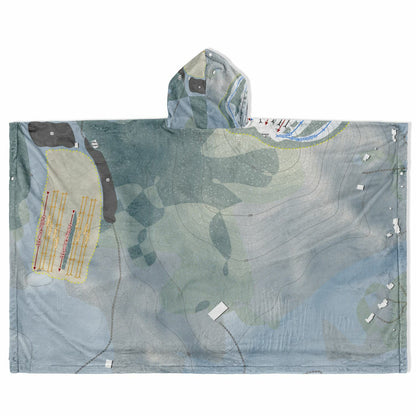 Nashoba Valley, Massachusetts Ski Resort Map Flannel Blanket Poncho