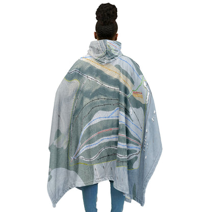 Snow Ridge, New York Ski Resort Map Flannel Blanket Poncho