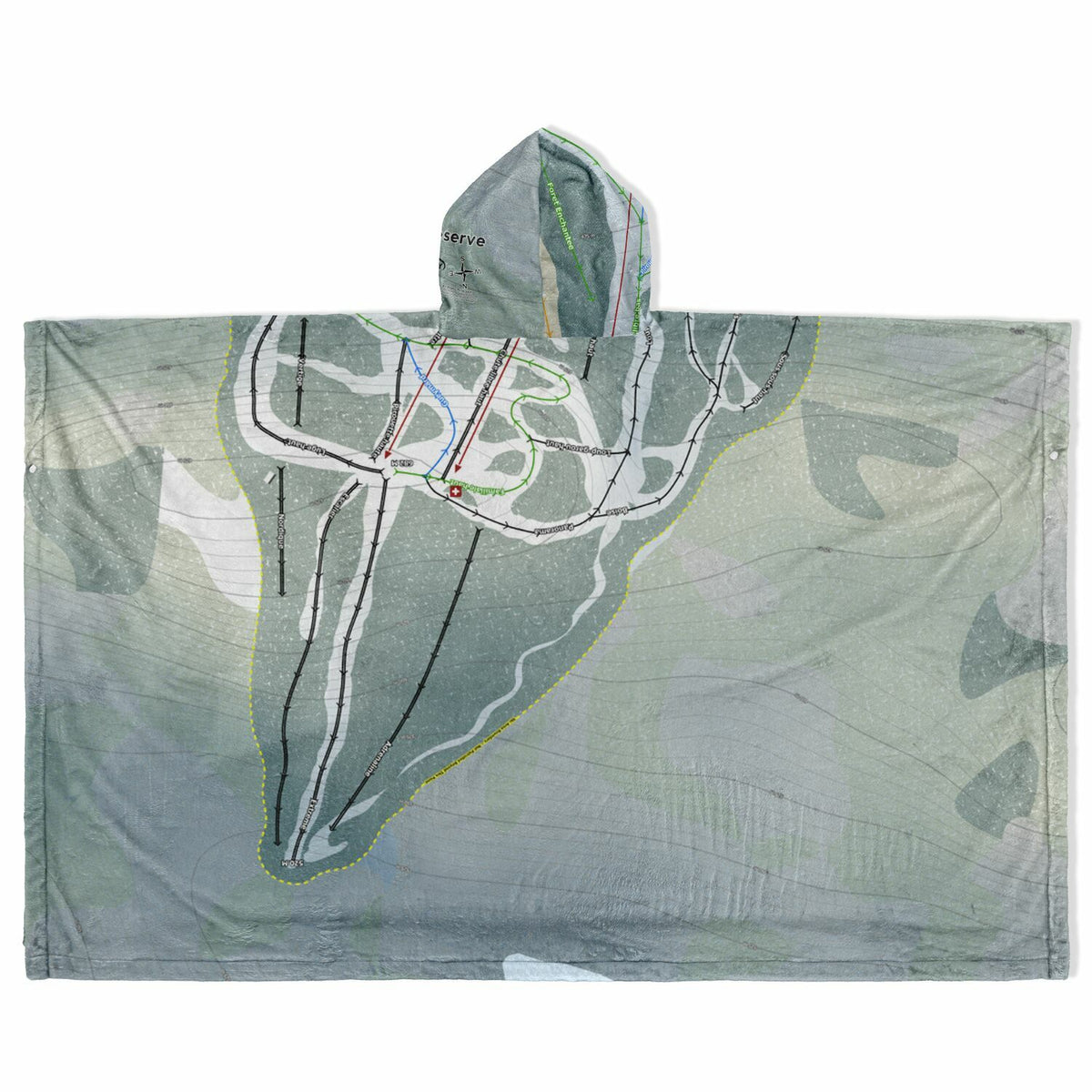 La Reserve, Quebec Ski Resort Map Flannel Blanket Poncho
