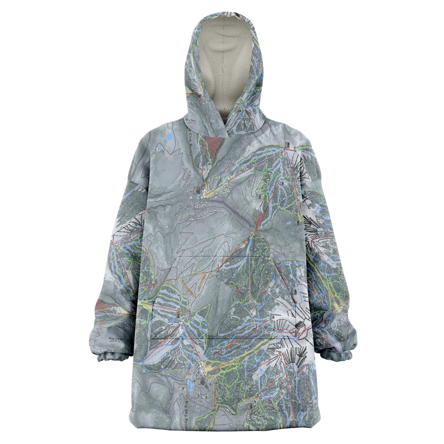 Big Sky Combo, Montana Ski Trail Map Snug Hoodie