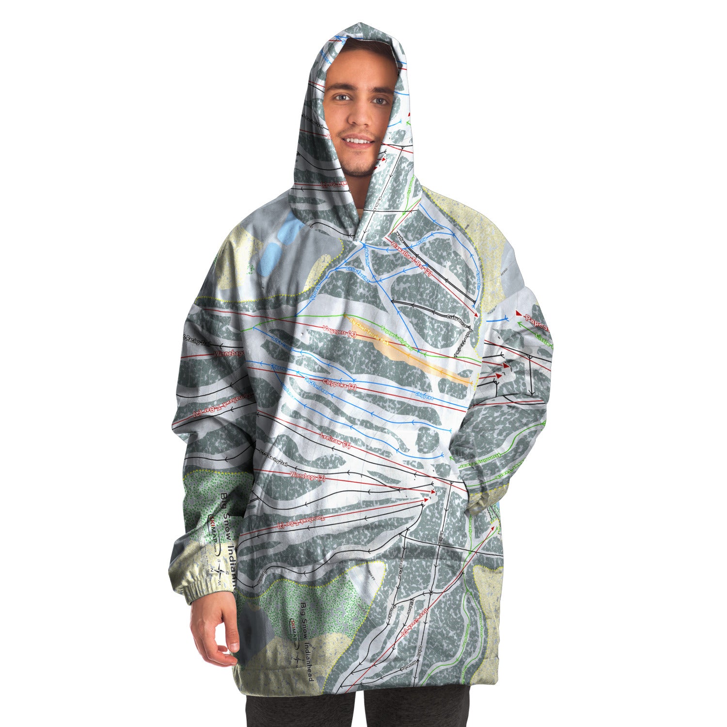 Big Snow Indianhead, Michigan Ski Trail Map Snug Hoodie