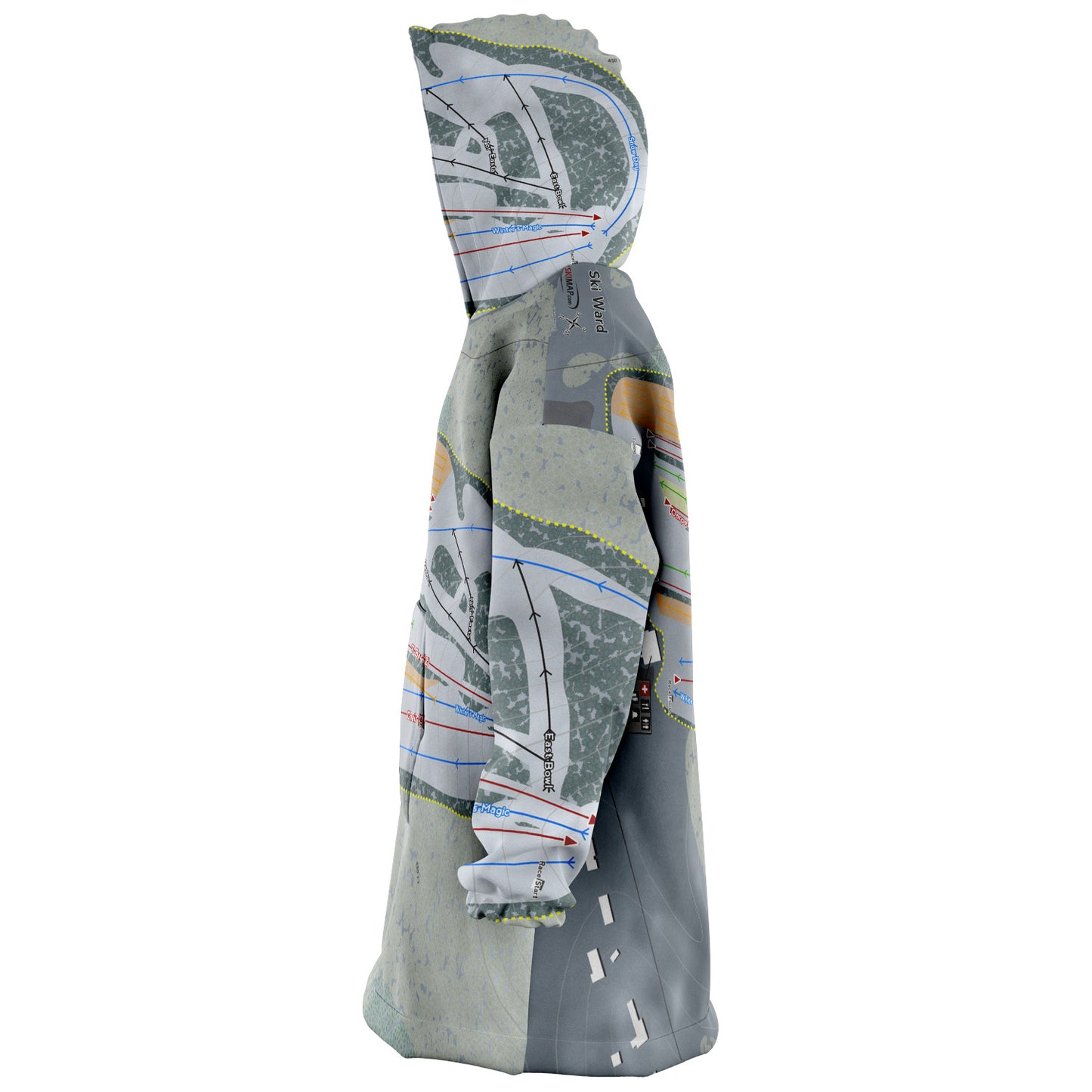 Ski Ward, Massachusetts Ski Trail Map Snug Hoodie