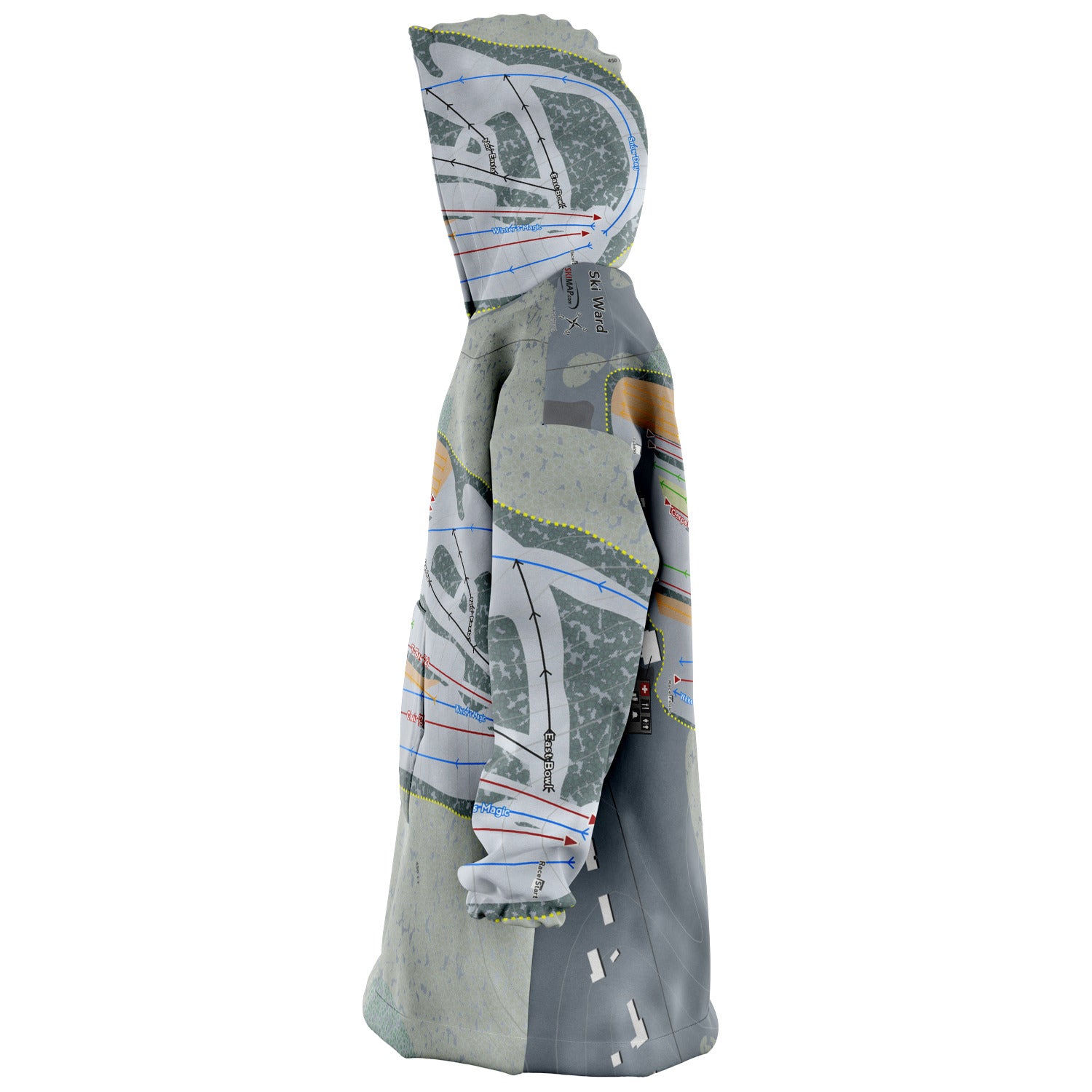 Ski Ward, Massachusetts Ski Trail Map Snug Hoodie