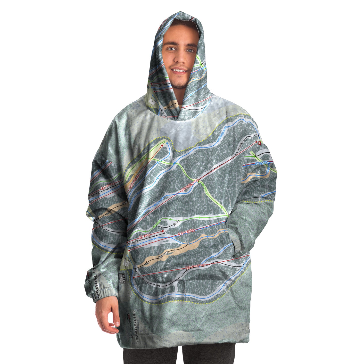 Ski Butternut, Massachusetts Ski Trail Map Snug Hoodie