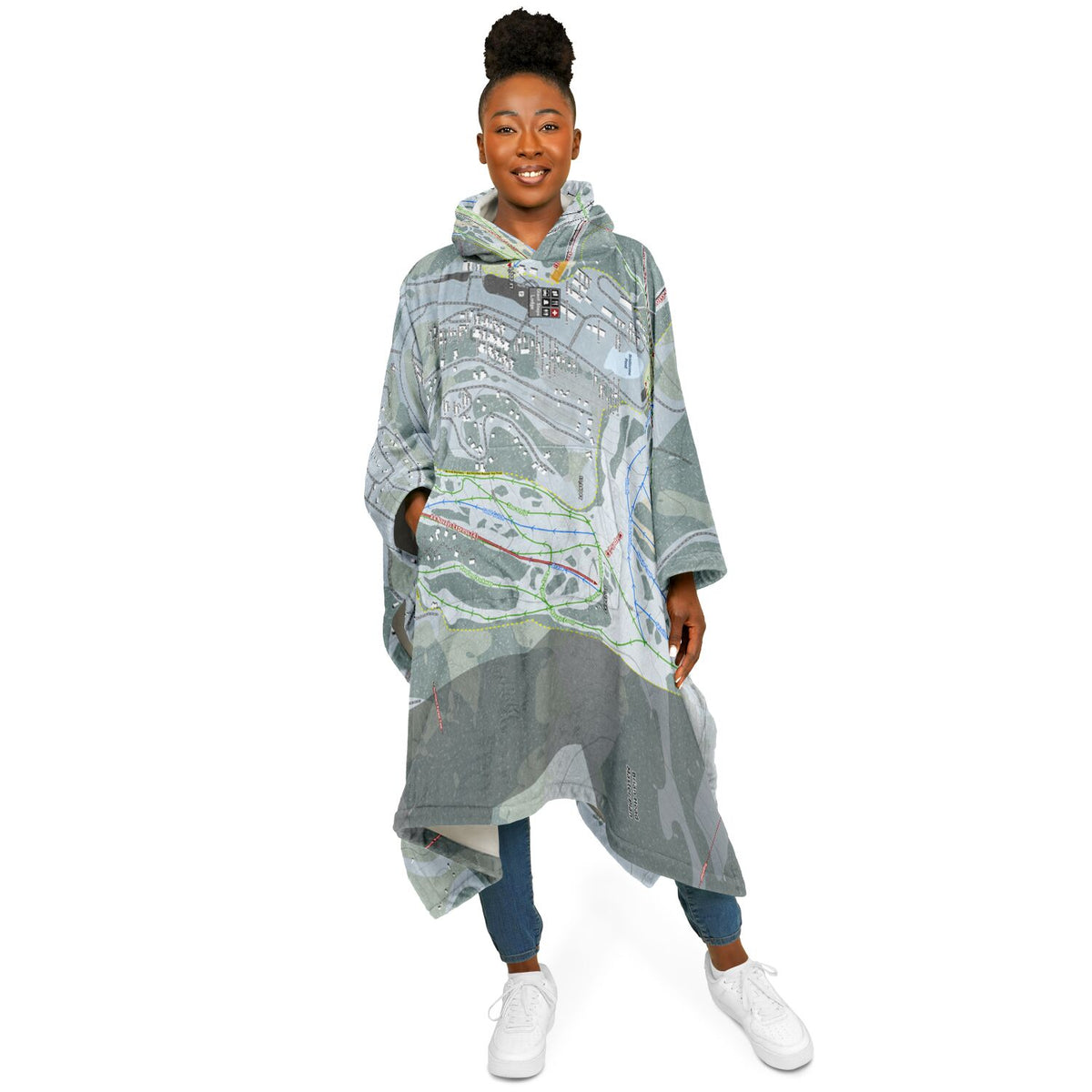 Brian Head, Utah Ski Resort Map Flannel Blanket Poncho