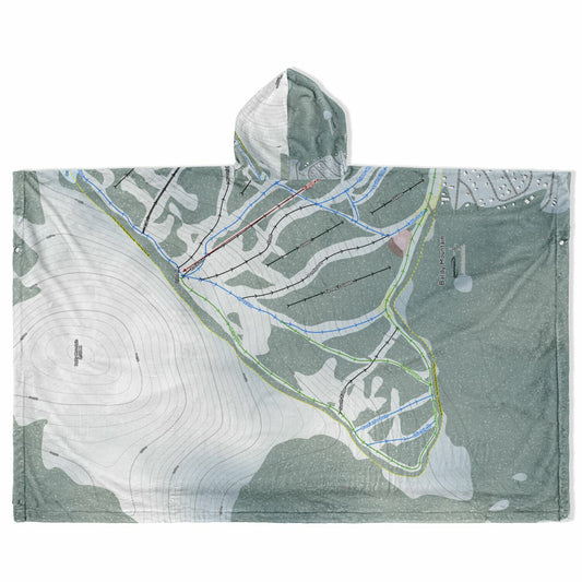 Baldy Mountain, British Columbia Ski Resort Map Flannel Blanket Poncho