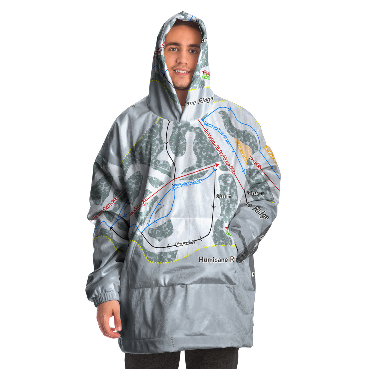 Hurricane Ridge, Washington Ski Trail Map Snug Hoodie