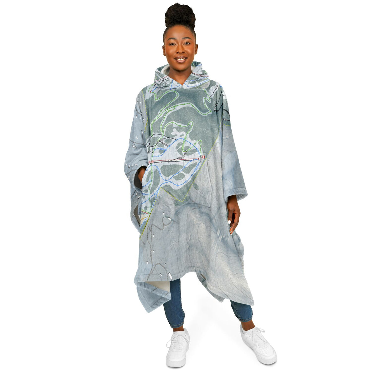 Nordic Valley, Utah Ski Resort Map Flannel Blanket Poncho