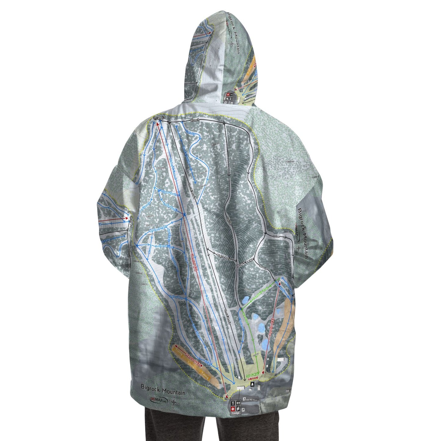 Bigrock Mountain, Maine Ski Trail Map - Snug Hoodie - Powderaddicts