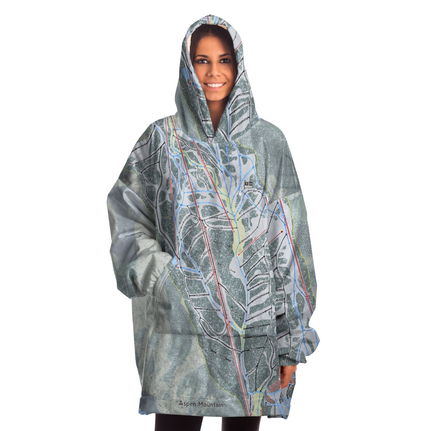 Aspen Mountain, Colorado Ski Trail Map Snug Hoodie - Powderaddicts