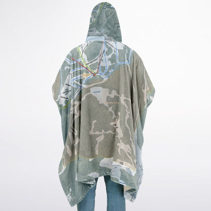 Homewood, California Ski Resort Map Flannel Blanket Poncho
