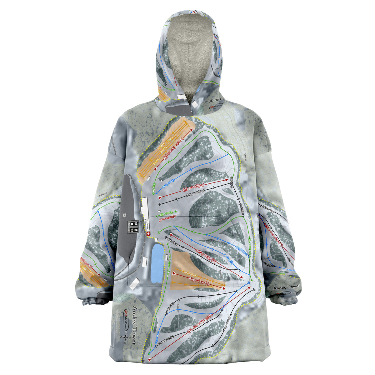 Andes Tower, Minnesota Ski Trail Map Snug Hoodie