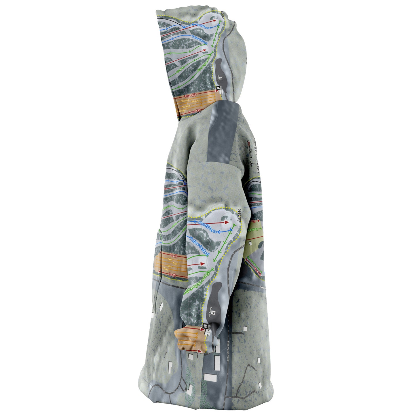 Yawgoo Valley, Rhode Island Ski Trail Map - Snug Hoodie - Powderaddicts