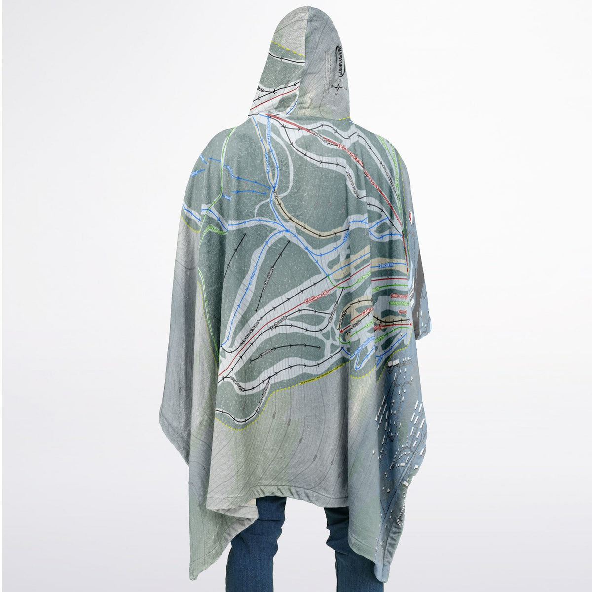 Stoneham, Quebec Ski Resort Map Flannel Blanket Poncho