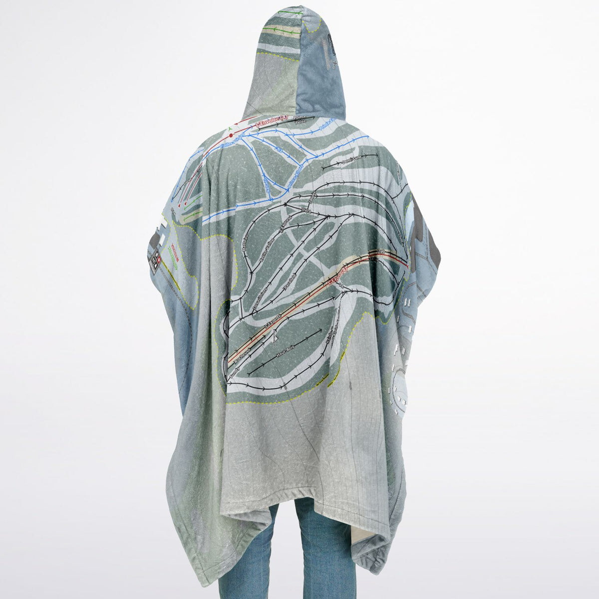 Vallee Du Parc, Quebec Ski Resort Map Flannel Blanket Poncho
