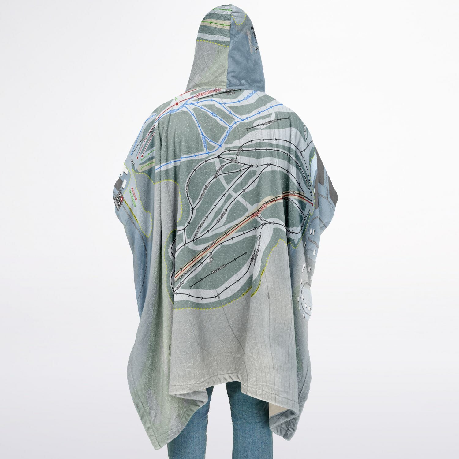 Vallee Du Parc, Quebec Ski Resort Map Flannel Blanket Poncho