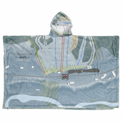 Northeast Slopes, Vermont Ski Resort Map Flannel Blanket Poncho