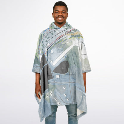 Pine Mountain, Michigan Ski Resort Map Flannel Blanket Poncho
