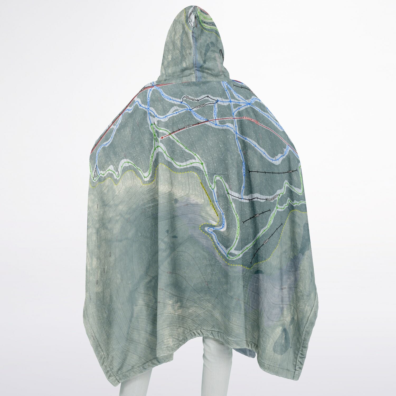 Wildcat Mountain, New Hampshire Ski Resort Map Flannel Blanket Poncho