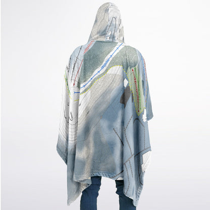Mulligans Hollow, Michigan Ski Resort Map Flannel Blanket Poncho