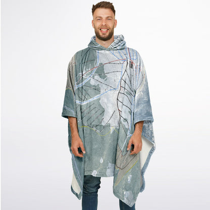 Arapahoe Basin, Colorado Ski Resort Map Flannel Blanket Poncho