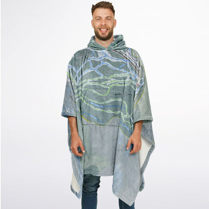 Black Mountain, New Hampshire Ski Resort Map Flannel Blanket Poncho