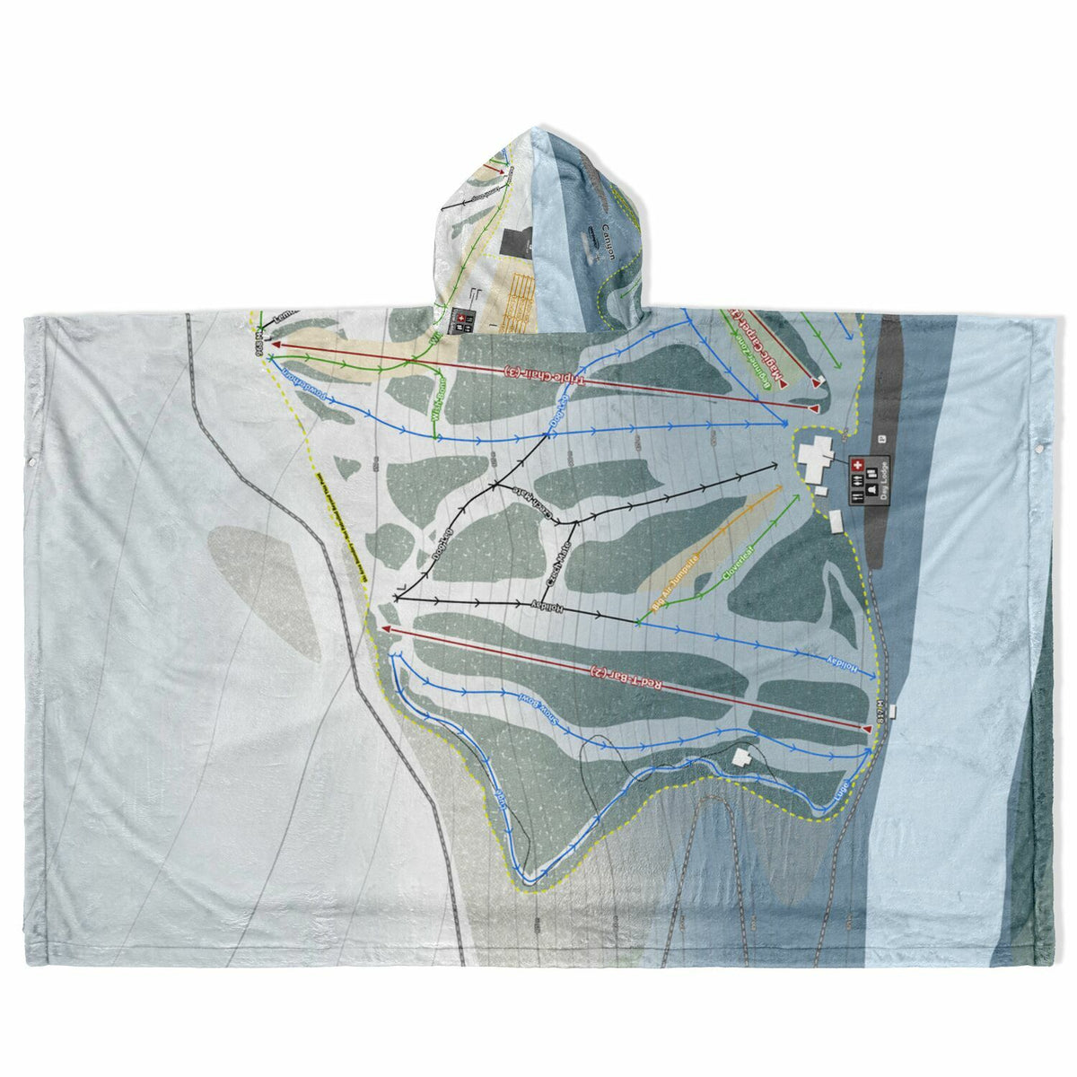 Canyon, Alberta Ski Resort Map Flannel Blanket Poncho