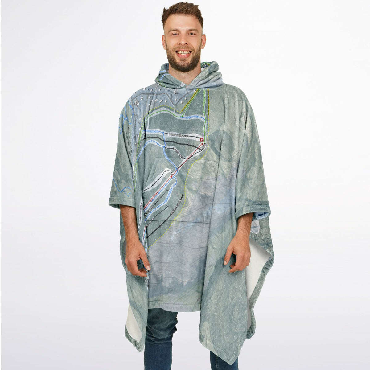 Bolton Valley, Vermont Ski Resort Map Flannel Blanket Poncho