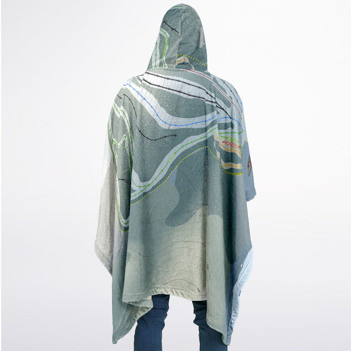 Mont Castor, Quebec Ski Resort Map Flannel Blanket Poncho