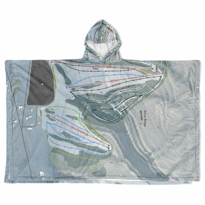 Snow Ridge, New York Ski Resort Map Flannel Blanket Poncho