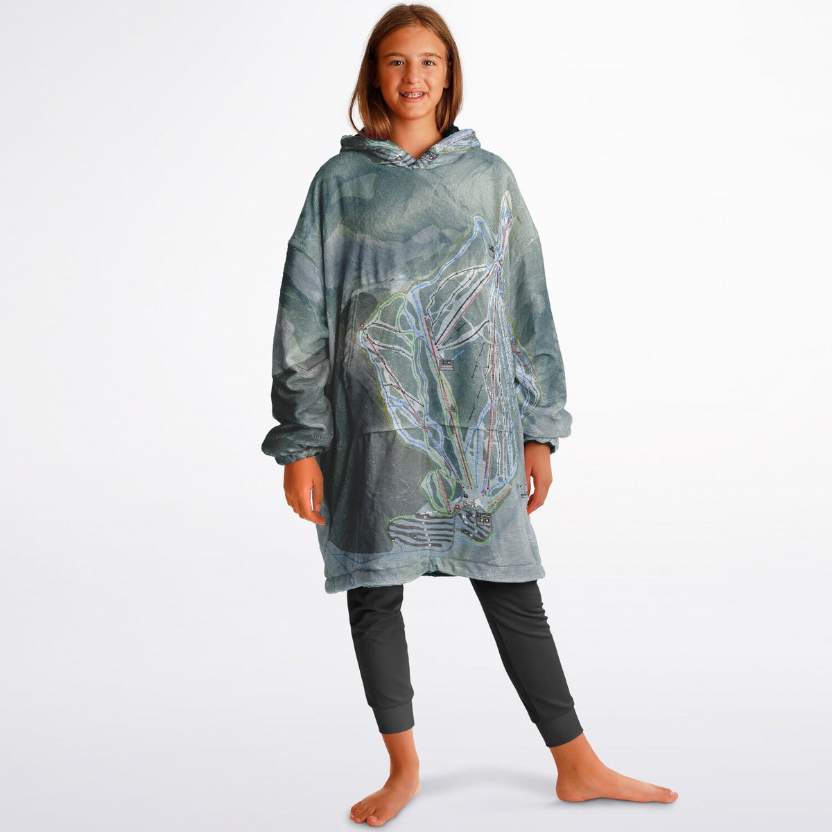 Waterville Valley, New Hampshire Ski Resort Map Reversible Snug Hoodie