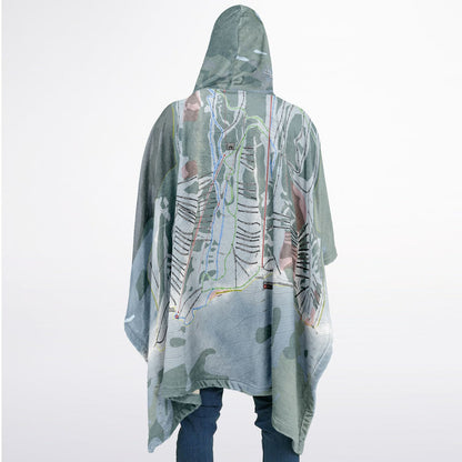 Kicking Horse, British Columbia Ski Resort Map Flannel Blanket Poncho