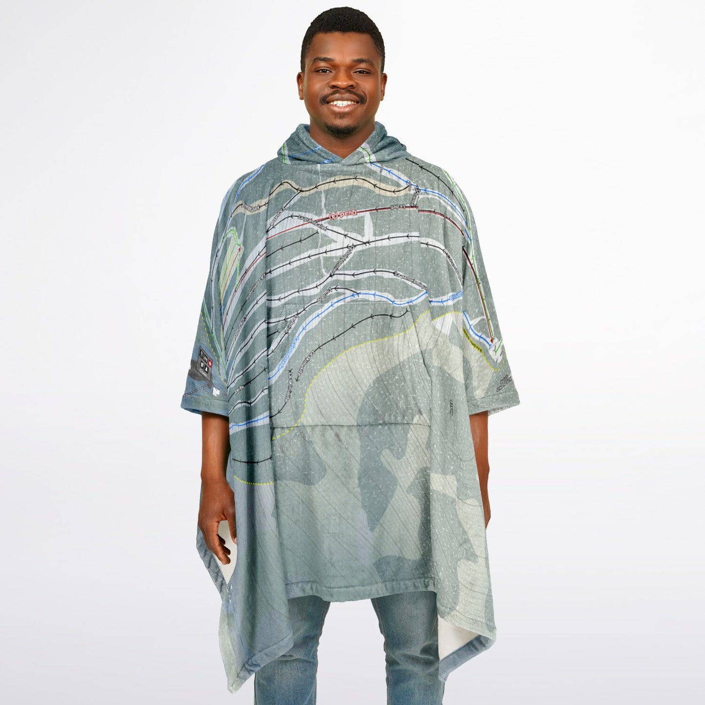 Massif Du Sud, Quebec Ski Resort Map Flannel Blanket Poncho