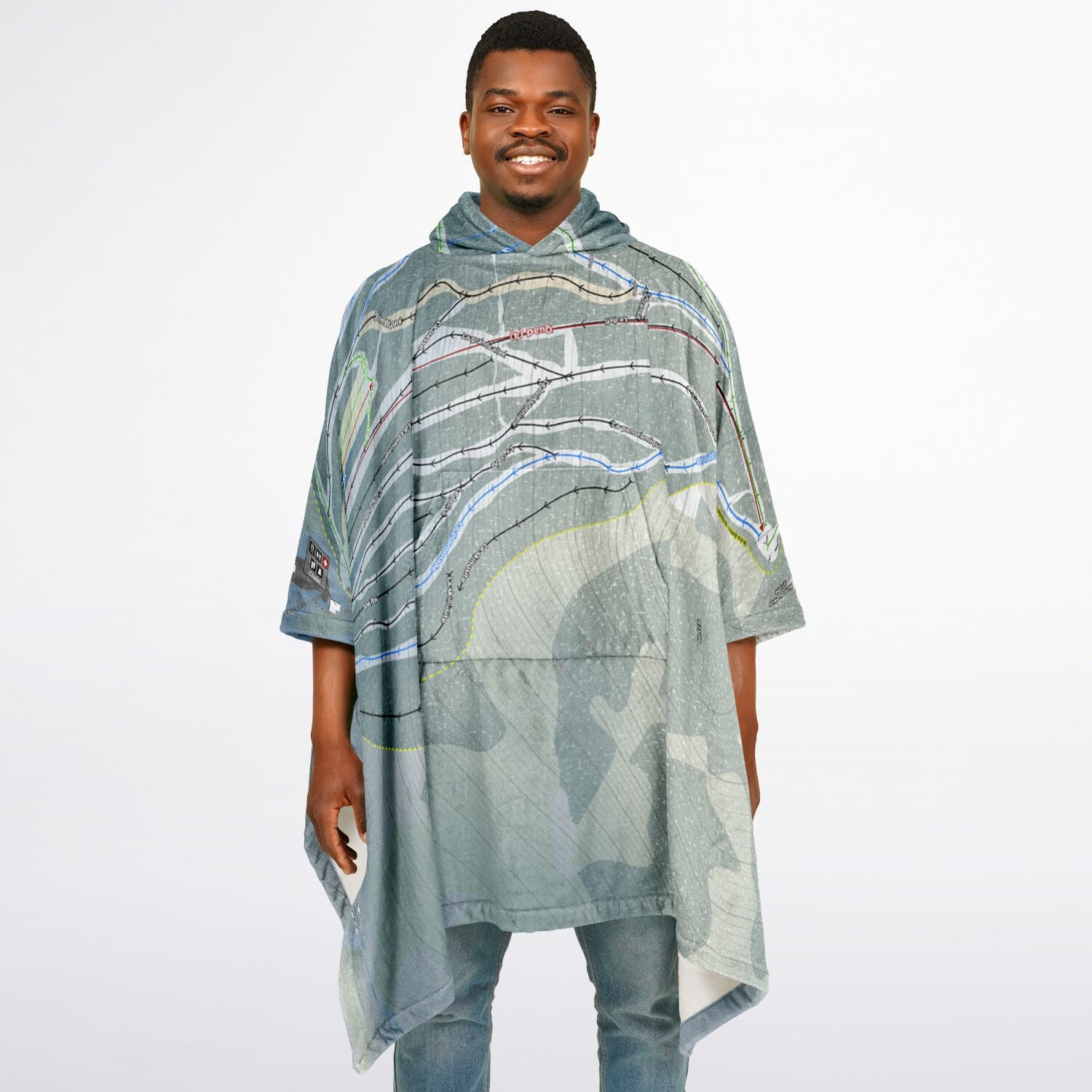 Massif Du Sud, Quebec Ski Resort Map Flannel Blanket Poncho