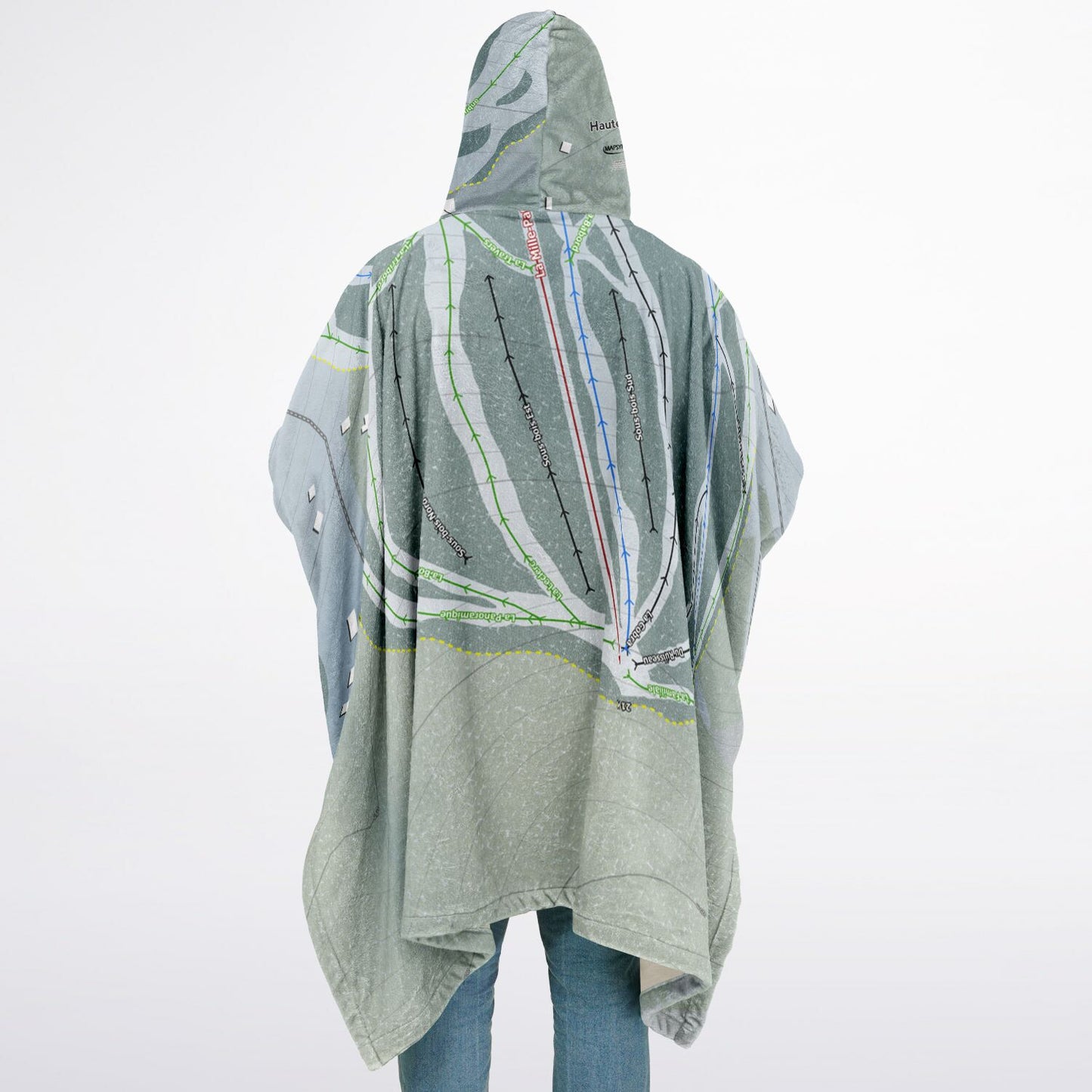 Haute Gaspesie, Quebec Ski Resort Map Flannel Blanket Poncho