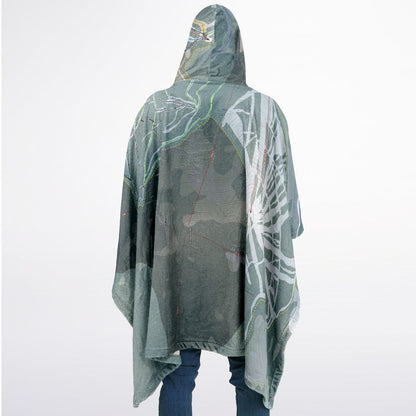 Troll Resort, British Columbia Ski Resort Map Flannel Blanket Poncho