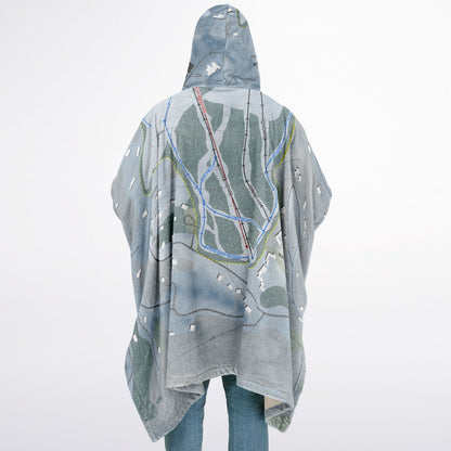 Quechee Club, Vermont Ski Resort Map Flannel Blanket Poncho