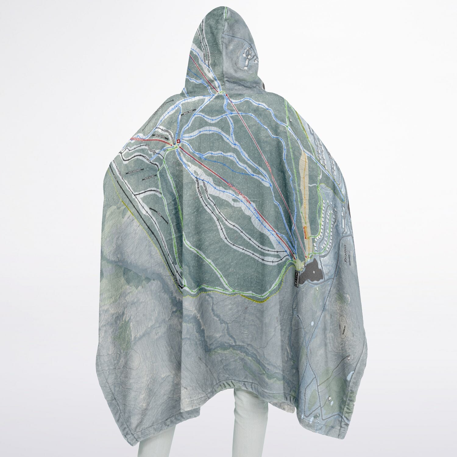 Stratton Mountain, Vermont Ski Resort Map Flannel Blanket Poncho