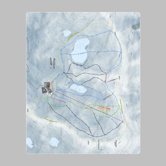 Rainbow, New Zealand Ski Resort Map Printed Beach Towel