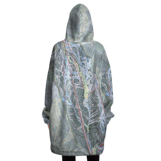 Aspen Mountain, Colorado Ski Trail Map Snug Hoodie - Powderaddicts
