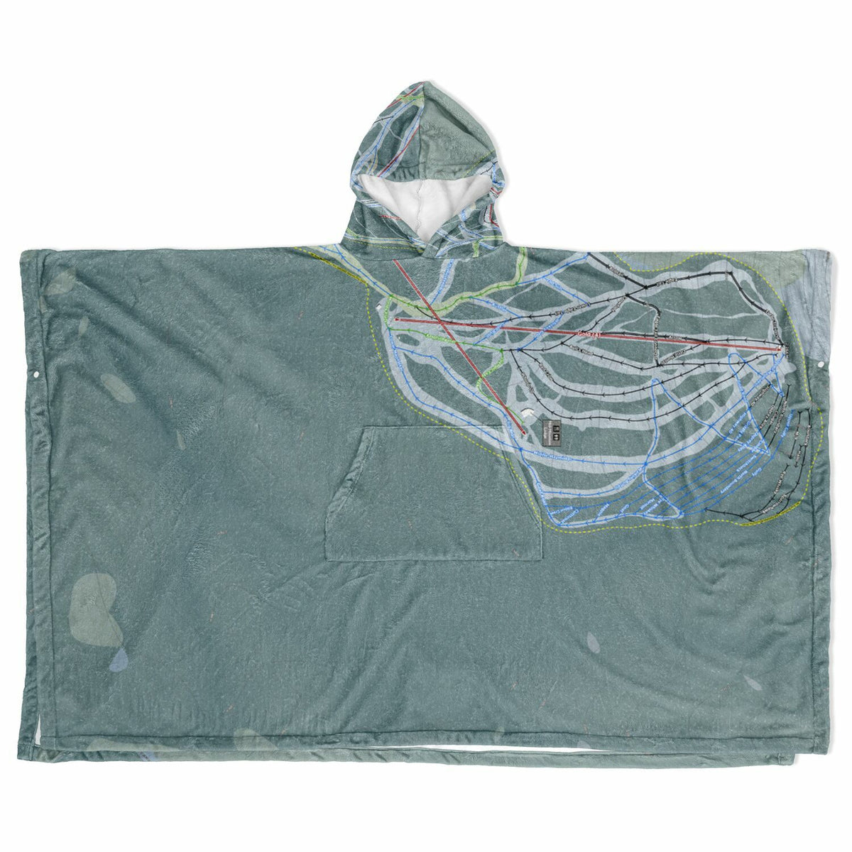 Nakiska, Alberta Ski Resort Map Flannel Blanket Poncho