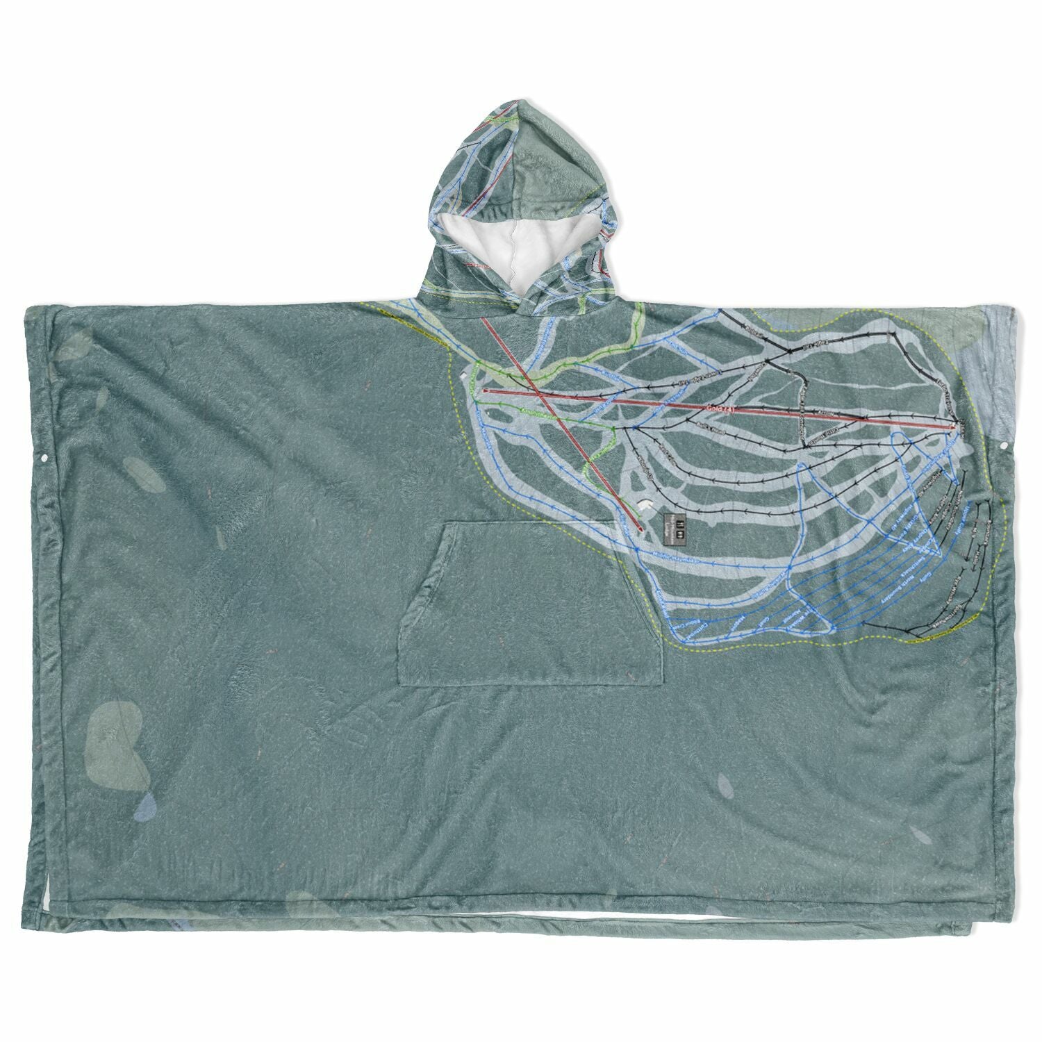 Nakiska, Alberta Ski Resort Map Flannel Blanket Poncho